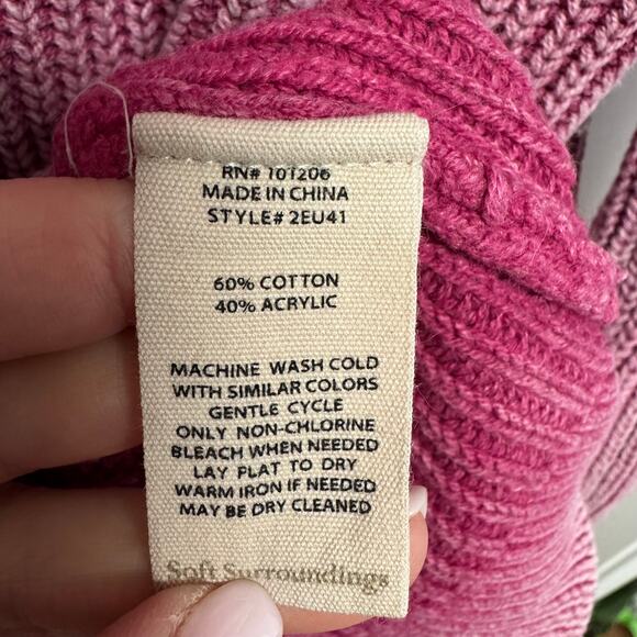 Soft Surroundings Womens Wilde Fiery Fuchsia Pink V Neck Sweater Size Medium - Picture 6 of 9